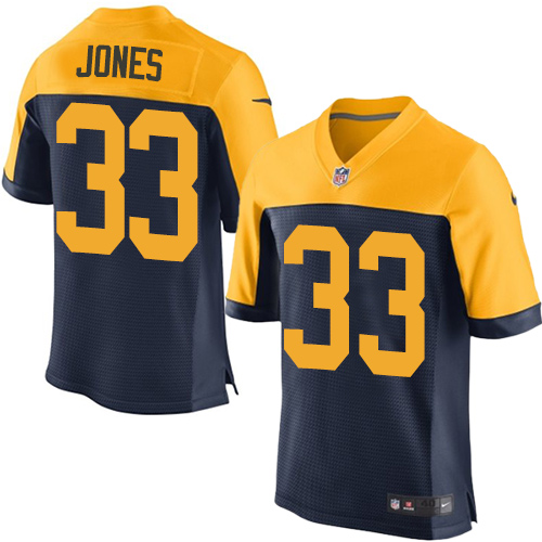 Nike Packers #33 Aaron Jones Navy Blue Alternate Men's Stitched NFL New Elite Jersey - Click Image to Close